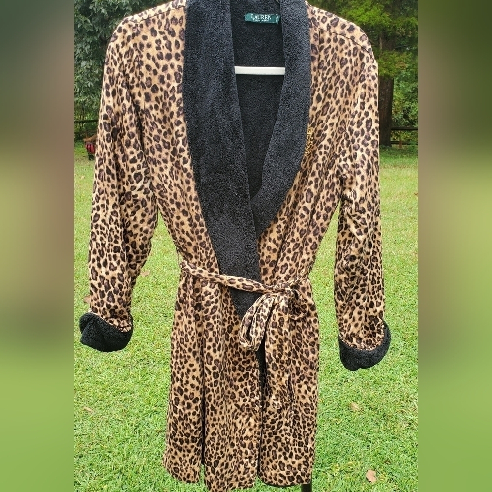 Ralph Lauren  Plush warm animal print‎ Women's Robe Size M